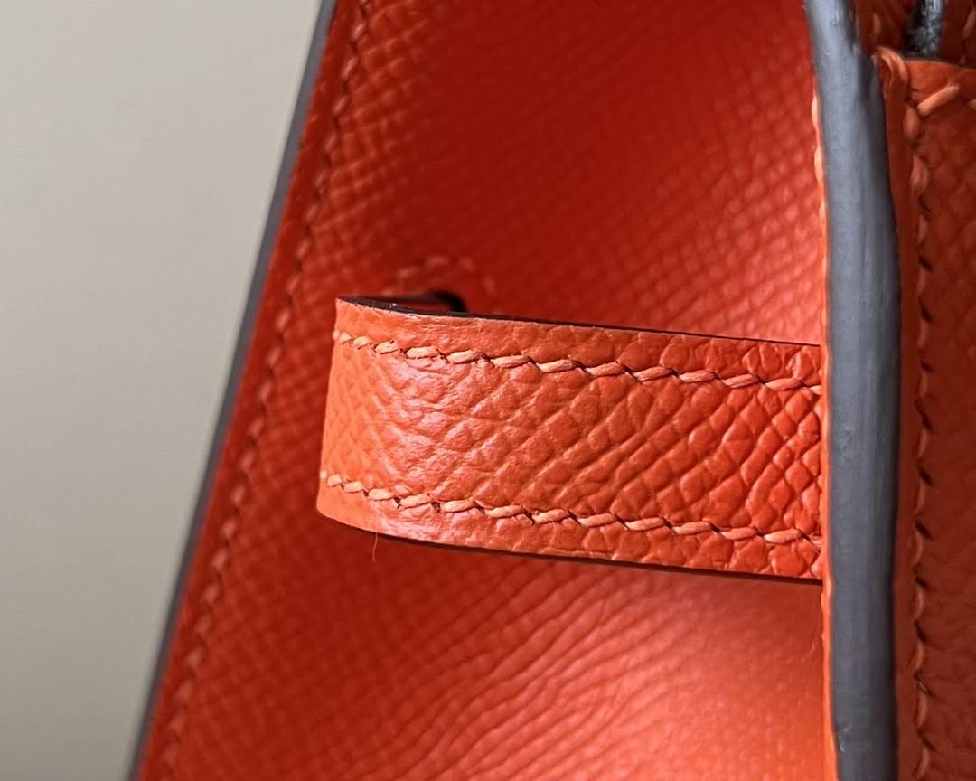 HERMES Kelly En Desordre 20 Handmade Bag/9J Flame Orange / Gold Hardware / Epsom Leather  