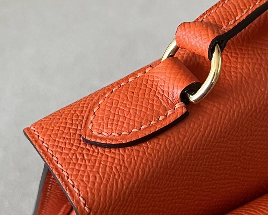 HERMES Kelly En Desordre 20 Handmade Bag/9J Flame Orange / Gold Hardware / Epsom Leather  