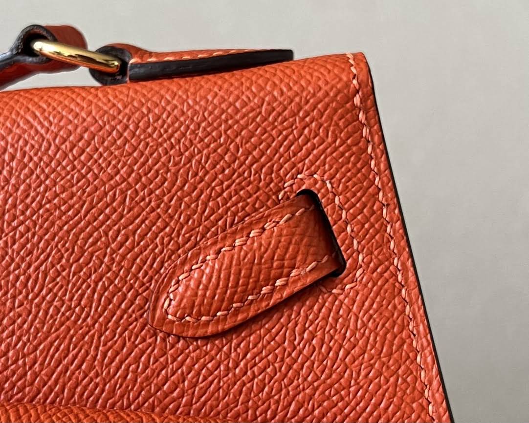 HERMES Kelly En Desordre 20 Handmade Bag/9J Flame Orange / Gold Hardware / Epsom Leather  