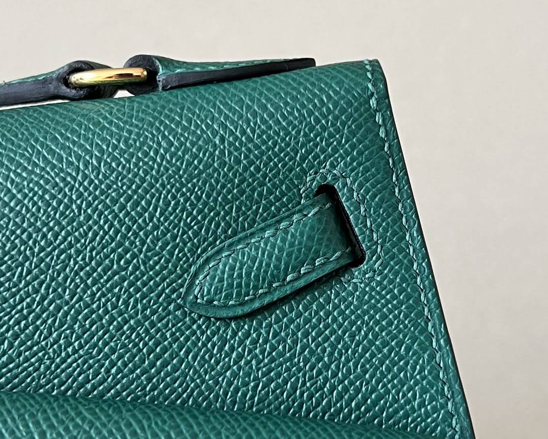 HERMES Kelly En Desordre 20 Handmade Bag/Z6 Peacock Green / Gold Hardware / Epsom Leather  