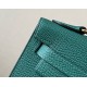 HERMES Kelly En Desordre 20 Handmade Bag/Z6 Peacock Green / Gold Hardware / Epsom Leather  