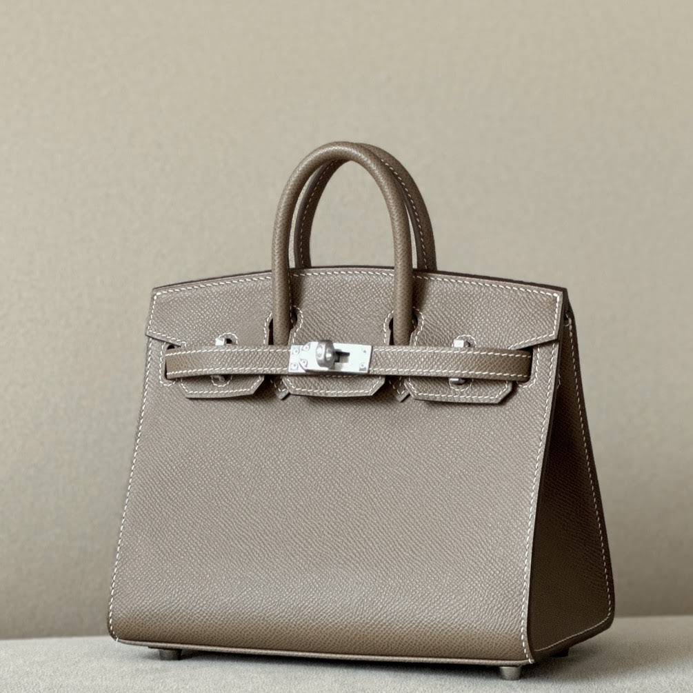 HERMES Birkin 20 Bag /CK18 Elephant Grey / Silver Hardware / Epsom Leather