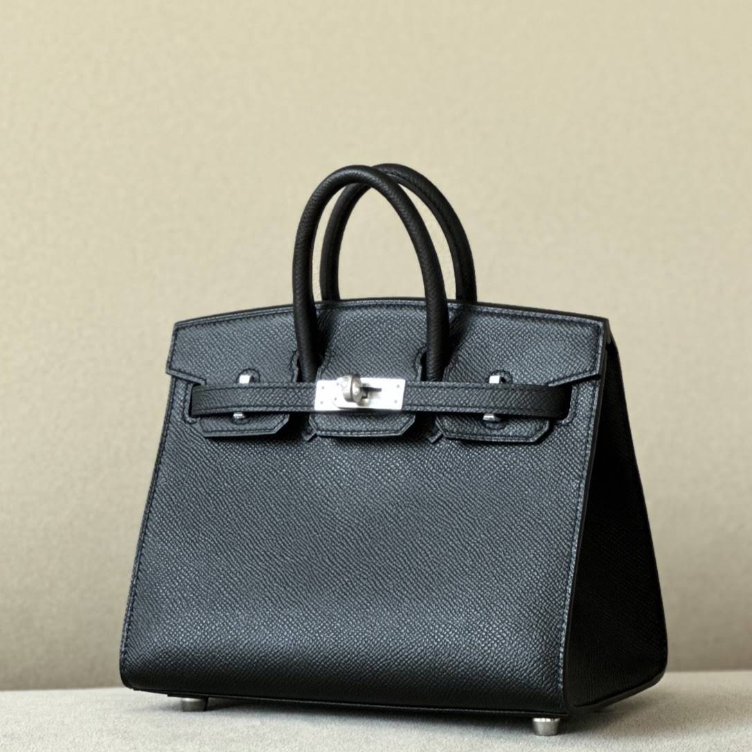 HERMES Birkin 20 Bag /CK89 Black/Silver Hardware/Epsom Leather  