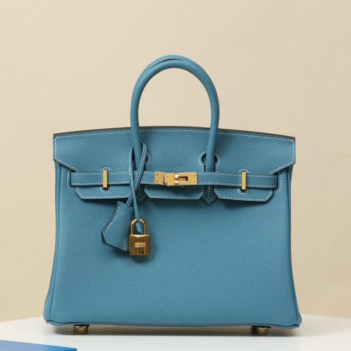 HERMES Birkin 25 Bag /D2 New Denim Blue/Gold Hardware/Togo Leather