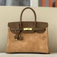 HERMES Birkin 30 Bag /3G Chestnut/4B Biscuit/Gold Hardware/Swift Suede