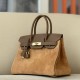 HERMES Birkin 30 Bag /3G Chestnut/4B Biscuit/Gold Hardware/Swift Suede