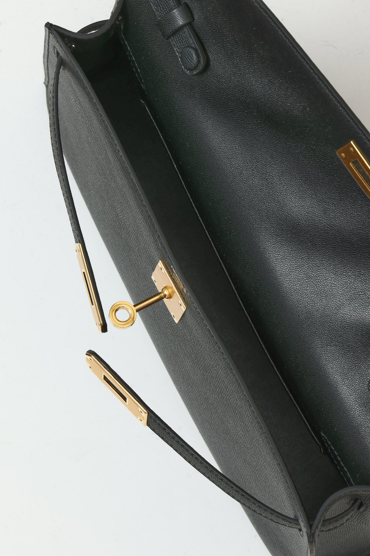 HERMES Kelly Elan Bag /CK89 Black/Gold Hardware/Madame Leather