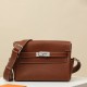 HERMES Kelly Messenger 25 Bag /CK37 Gold Brown/Silver Hardware/Fogray Leather  