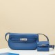 HERMES Kelly Moove 17 Bag /71 French Blue Silver Buckle Swift Leather  