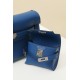 HERMES Kelly Moove 17 Bag /71 French Blue Silver Buckle Swift Leather  