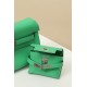 HERMES Kelly Moove 17 Bag /OZ Comic Green Silver Buckle Swift Leather  