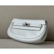 HERMES Kelly Moove 17 Bag /M4 Milk Gray Silver Buckle Swift Leather  