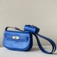 HERMES Kelly Moove 17 Bag /71 French Blue Gold Buckle Swift Leather  