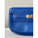 HERMES Kelly Moove 17 Bag /71 French Blue Gold Buckle Swift Leather  