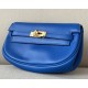 HERMES Kelly Moove 17 Bag /71 French Blue Gold Buckle Swift Leather  