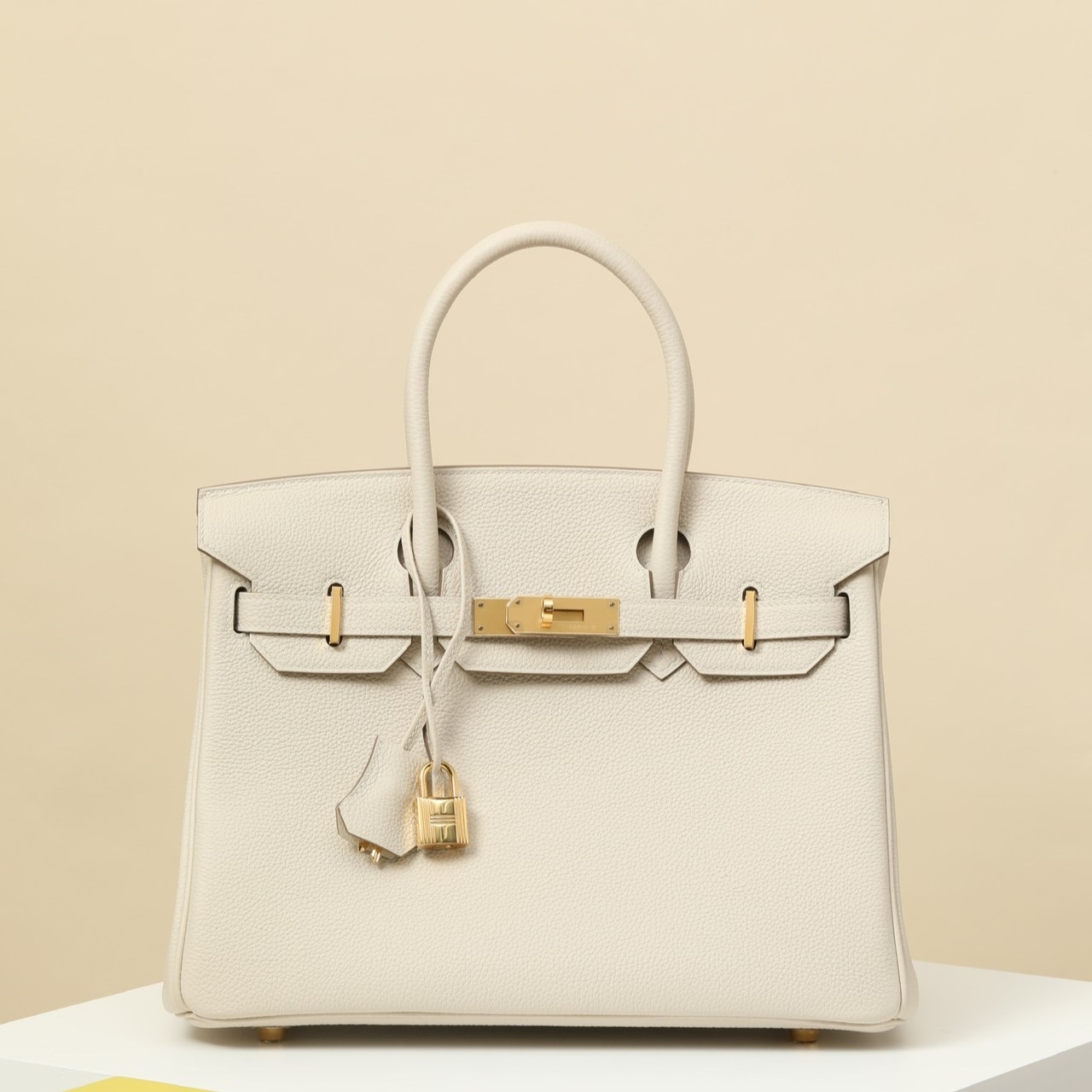 HERMES Birkin 30 Bag /CC10 Milkshake White Gold Buckle Togo Leather  