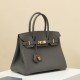 HERMES Birkin 30 Bag /8F Pewter Gray Gold Buckle Togo Leather  