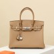 HERMES Birkin 30 Bag /OM Milk Tea Color Silver Buckle Togo Leather  