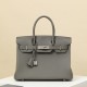 HERMES Birkin 30 Bag /0L Cloudy Gray Silver Buckle Togo Leather  