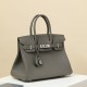 HERMES Birkin 30 Bag /0L Cloudy Gray Silver Buckle Togo Leather  