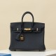 HERMES Birkin 25 Bag /2Z Midnight Blue with Gold Hardware Togo Leather  