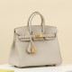 HERMES Birkin 25 Bag /8L Glacier White with Gold Hardware Togo Leather  