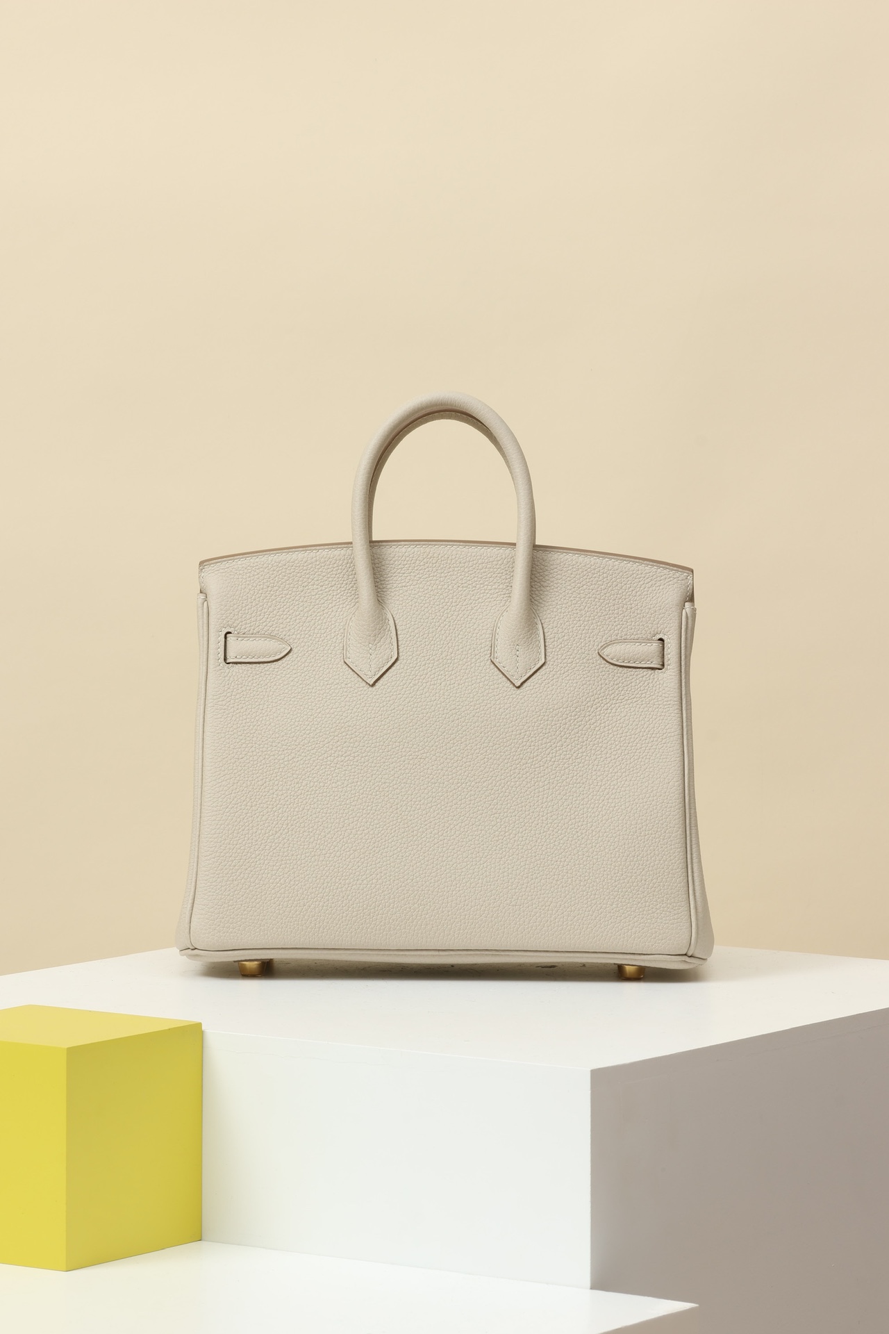 HERMES Birkin 25 Bag /8L Glacier White with Gold Hardware Togo Leather  