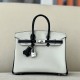 HERMES Birkin 25 Bag /80 Pearl Grey / CK89 Black with Silver Hardware Togo Leather  