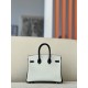 HERMES Birkin 25 Bag /80 Pearl Grey / CK89 Black with Silver Hardware Togo Leather  