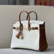 HERMES Birkin 25 Bag /CC10 Milkshake White / CK37 Gold Brown with Gold Hardware Togo Leather  