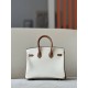 HERMES Birkin 25 Bag /CC10 Milkshake White / CK37 Gold Brown with Gold Hardware Togo Leather  