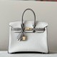 HERMES Birkin 25 Bag /8L Glacier White / M8 Asphalt Grey with Gold Hardware Togo Leather  