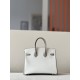 HERMES Birkin 25 Bag /8L Glacier White / M8 Asphalt Grey with Gold Hardware Togo Leather  