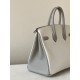 HERMES Birkin 25 Bag /8L Glacier White / M8 Asphalt Grey with Gold Hardware Togo Leather  