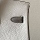 HERMES Birkin 25 Bag /8L Glacier White / M8 Asphalt Grey with Gold Hardware Togo Leather  