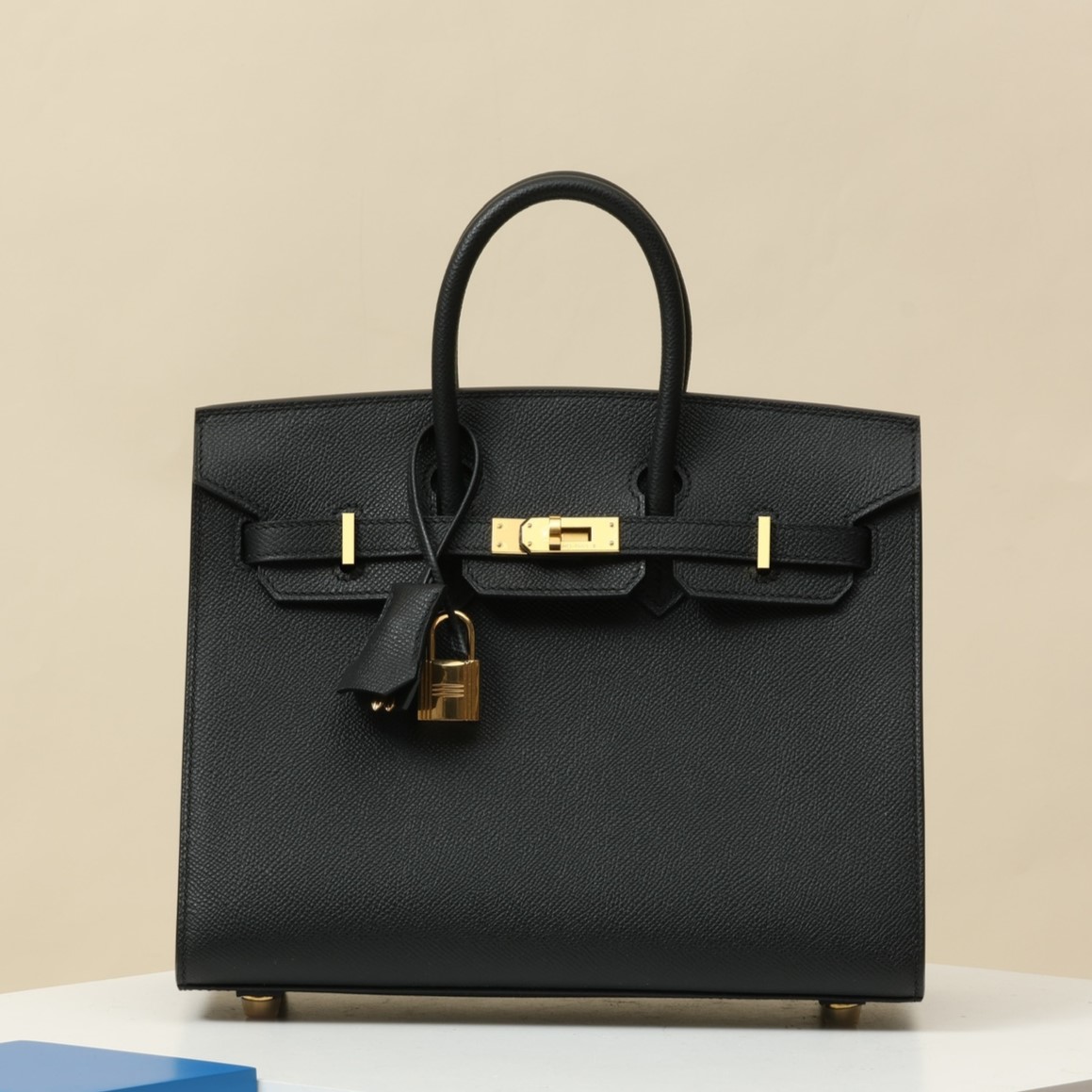 HERMES Birkin 25 Bag /CK89 Black with Gold Hardware Epsom Leather  