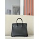 HERMES Birkin 25 Bag /CK89 Black / 80 Pearl Grey with Silver Hardware Goat Leather  