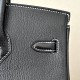 HERMES Birkin 25 Bag /CK89 Black / 80 Pearl Grey with Silver Hardware Goat Leather  