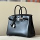 HERMES Birkin 25 Bag /CK89 Black with Silver Hardware Box Leather  