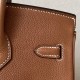 HERMES Birkin 25 Bag /CK37 Gold Brown with Silver Hardware Barenia Faubourg