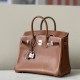 HERMES Birkin 25 Bag /CK37 Gold Brown with Silver Hardware Barenia Faubourg