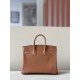 HERMES Birkin 25 Bag /CK37 Gold Brown with Silver Hardware Barenia Faubourg