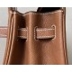 HERMES Birkin 25 Bag /CK37 Gold Brown with Silver Hardware Barenia Faubourg