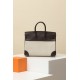 HERMES Birkin 25 Bag /44 Mocha Brown and Ivory Waffle Canvas with Silver Hardware Swift Leather  