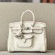 HERMES Birkin 25 Bag /Nata Cream White with Silver Hardware Swift Canvas  