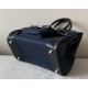 HERMES Birkin 25 Bag /CK89 Black/2Z Midnight Blue with Silver Buckle Canvas Swift Leather  