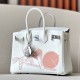 HERMES Birkin 25 Bag /Nata Cream White with Silver Buckle / Swift  