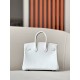 HERMES Birkin 25 Bag /Nata Cream White with Silver Buckle / Swift  