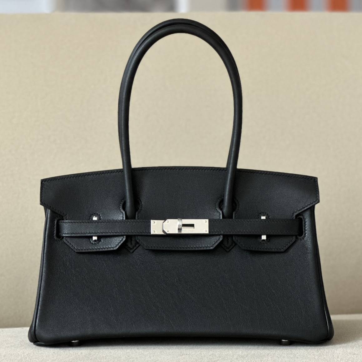 HERMES Shoulder Birkin 29 Bag /CK89 Black with Silver Buckle Swift Leather  