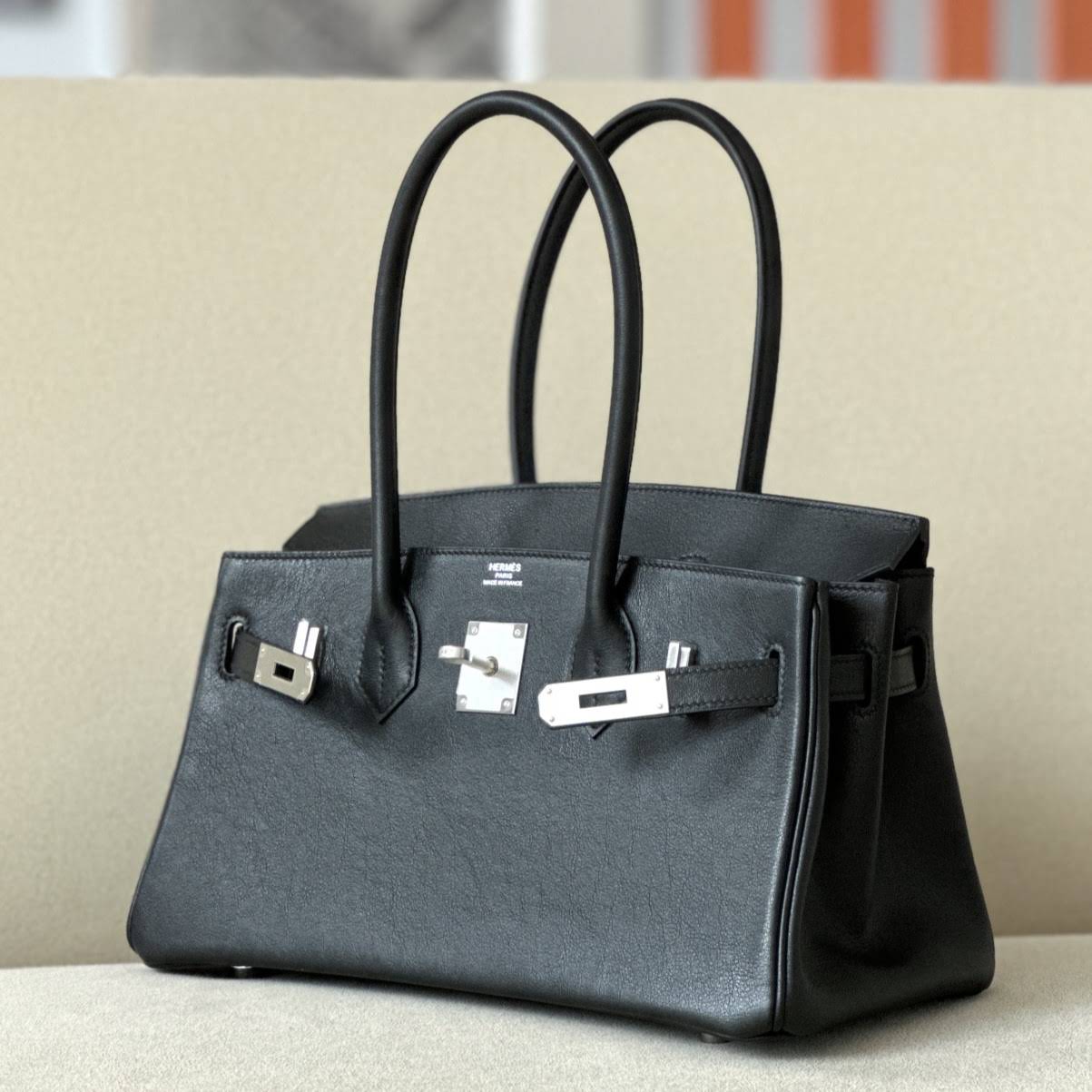 HERMES Shoulder Birkin 29 Bag /CK89 Black with Silver Buckle Swift Leather  